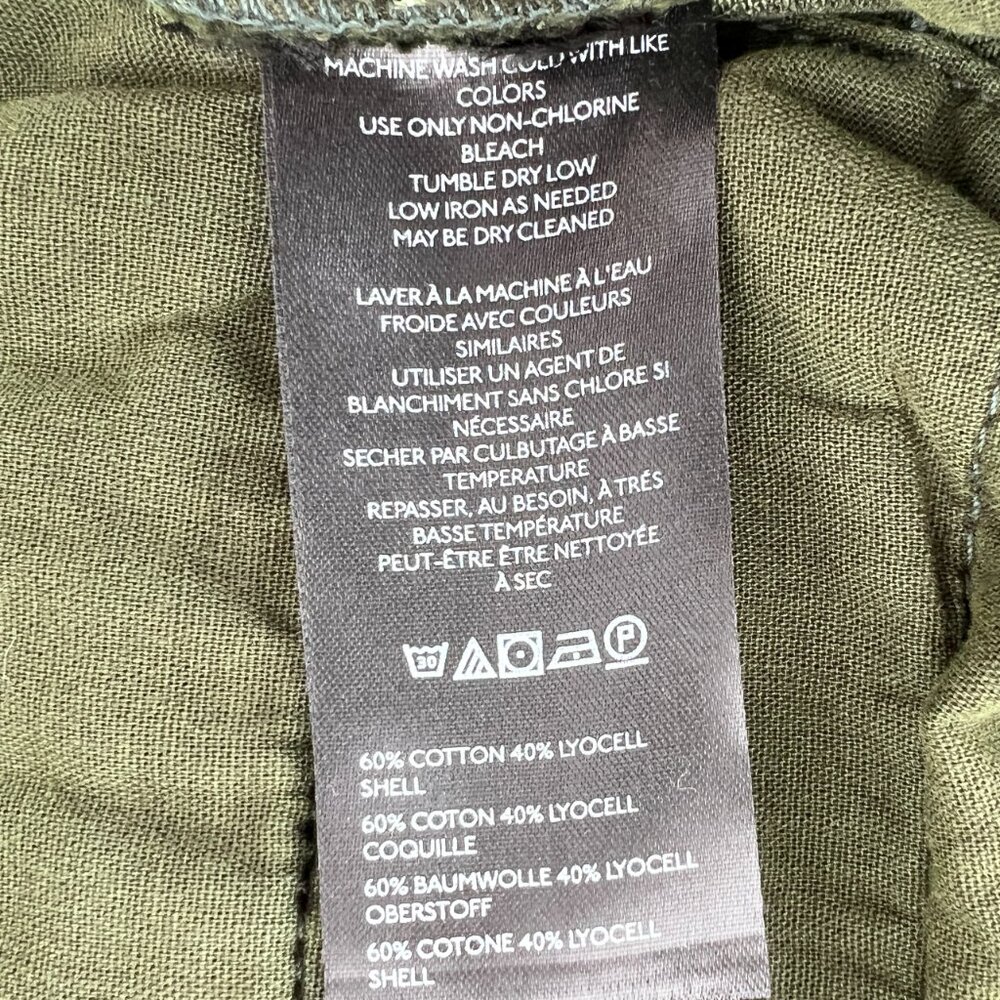 NWT Anthropologie Pilcro Pleated Basque-Waist Olive Green Denim Midi Skirt Sz 16 - Picture 7 of 14